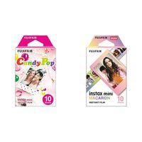 Fujifilm Instax Mini Candy Pop Film - 10 Exposures &  Instax Mini Macaron Film - 10 Exposures