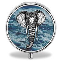 Custom Pill Case, Elephant Round Compact 3 Metal Portable Pill Container for Daily Use