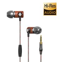 in Ear Headphones, HiFi Bass Stereo Headphones with Microphone Wired Sport Earbud Headphones Wood Tangle Free Earphones Noise Isolating Earbuds for Workout, Running, Gym (Brown)
