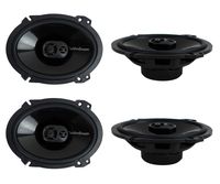 2 Pairs of Rockford Fosgate Punch P1683 260W Peak (130W RMS) 6" x 8" Punch Series 3-Way Full Range Coaxial Speakers + Gravity Phone Magnet Holder