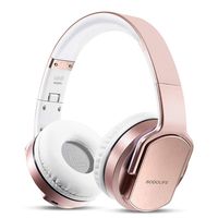 Wireless Headphones Speakers 2 in 1, SODOLIFE HiFi Stereo V5.0 Bluetooth Headphones Over Ear, Foldable Girl Headset with Mic, Support TF Card/FM Radio/Wired Mode for Travel Cellphones PC TV(Rose Gold)
