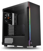 Thermaltake H200 Tempered Glass RGB Light Strip ATX Mid Tower Case with One 120mm Rear Fan Pre-Installed CA-1M3-00M1WN-00, Window, RGB