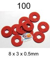 100 - Motherboard Red Insulating 8x3x0.5mm Fiber Washers Screws for M3, 6/32 Screw or Possible HO Train Kadee 208