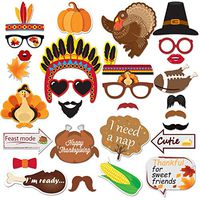 40PCS Thanksgiving Day Photo Booth Props Colorful for Festival Party Supplies, Turkey Creative Thanksgiving Decorations Kit