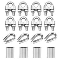 Abimars Wire Rope Cable Clip/Clamp, Thimble, Aluminum Crimping Loop For 3/8" Wire Rope Cable - 304 Stainless Steel