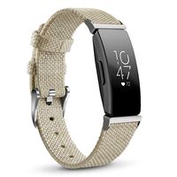 NAHAI Compatible with Fitbit Inspire HR Bands/Fitbit Inspire Band, Canvas Woven Fabric Bands Quick Release Strap Breathable Replacement Wristband for Fitbit Inspire, Women Men, Small, Beige