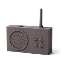 Lexon Tykho 3 FM Radio, Bluetooth Speaker, 5W, Splash Proof IPX4, Autonomy 20 Hours, Silicone Rubber Case - Warm Grey