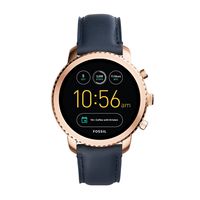 Fossil Q Men's Gen 3 Explorist Stainless Steel and Leather Smartwatch, Color: Rose Gold-Tone, Blue (Model: FTW4002)