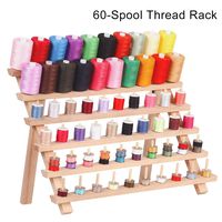 Wooden Spool Holder 60 Spools Thread Rack Sewing and Embroidery Thread Holder Foldable Thread Organizer for Sewing Hanging Hair-Braiding Jewelry