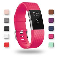 POY Replacement Bands Compatible for Fitbit Charge 2, Special Edition Adjustable Sport Wristbands, Large Rose