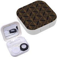 Portable Contact Lens Case Box Travel Kit Mirror + Bottle + Tweezers Container Holder [ Floral Art Nouveau ]