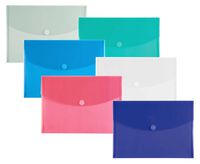 Filexec 50037-1720 1720, Poly Envelope, Velcro Closure, Letter Size, Set of 12 in 6 Assorted Colors, 2 Each Smoke, Blue, Red, Clear, Purple, Green