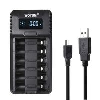 WOYUM LCD Battery Charger 6 Bay for Ni-MH Ni-CD Rechargeable Batteries AA AAA Batteries Charger with USB Port