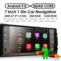 Android 9.0 Quad Core 7 Inch 2GB RAM + 16GB ROM Car Stereo GPS System for Dodge Ram Challenger Jeep Wrangler JK Head Unit Single Din in Dash Radio Receiver Navigation