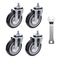 [T-REX CASTER] 5inch Light-Medium Duty Casters, All 1/2-13UNC1 Swivel Stem Caster Wheels with Black Polyurethane Wheels. Load Capacity - 900 Lbs Per Caster (Pack of 4) Unversal Fit. T505S-2(D/B) LN