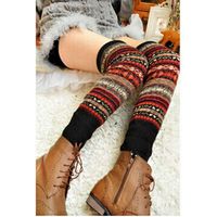 HuntGold Women Winter Long Leg Warmers Knit Crochet Socks Legging Stocking(black)