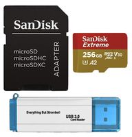 SanDisk 256GB Micro SDXC Memory Card Extreme Works with GoPro Hero 7 Black, Silver, Hero7 White UHS-1 U3 A2 with (1) Everything But Stromboli (TM) 3.0 Micro/SD Card Reader