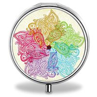 IMLONE Pill Organizer, Customized Mandala Flower Pill Boxes with 3 Components for Purse