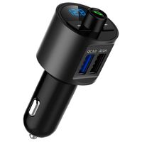 CRUST Car Bluetooth FM Transmitter with QC 3.0 Dual USB Fast Car Charger & Wireless Hands-Free Call Receiver Adapter, Supports USB Drive MP3 Audio Playback