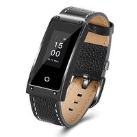 GXSLKWL Fitness Tracker，Waterproof Smart Bracelet GPS,Heart Rate Blood Pressure Monitor,Bluetooth Pedometer, The Best Gift (Color : Black, Strap Style : Leather)