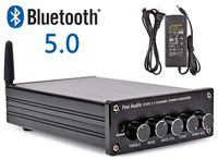 BT30C Bluetooth 5.0 Stereo Amplifier 2.1 Channel Class D Audio Amp with Subwoofer Volume Control 2x50W 1x100W Sub Output Super Bass Power Receiver, Treble Bass Independent Adjustment + Power Supply