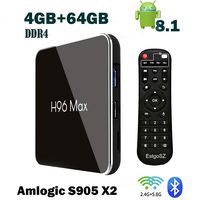 Android 8.1 TV Box H96 Max X2 4GB DDR4 Ram 64GB ROM EstgoSZ Smart 4K TV Box Amlogic S905X2 CPU Support HDMI 2.1 H265 VP9 Video Decoding Dual WiFi 2.4G 5.0G100M Ethernet BL4.0 USB3.0 Android Box
