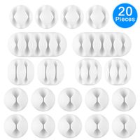 AUSTOR 20 Pieces Cable Clips White Cable Holders Adhesive Desk Cable Organizer Silicone Wire Holder Cable Management for Cable, Cord and Wire