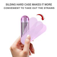 New Reusable Straws Stainless Steel Drinking 8.6 inch Long Food-Grade Portable Metal Eco Straws with Spring Slide Case & Cleaning Brush (Pink)