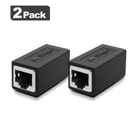RJ45 Coupler, 2 Pack in-Line Coupler for Cat7 Cat6 Cat5e, Ethernet Cable Extender Adapter Support 100BASE-TX (Black-2 Pack)