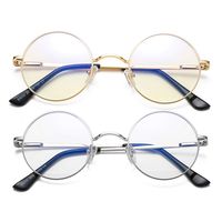 BOURYO Vintage Round Blue Light Blocking Glasses for Women Man Computer Gaming Reading Eyewear（gold+silver）