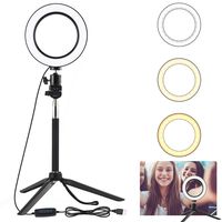 LED Photo Studio Camera Ring, Light Dimmable Phone Video Lamp with Tripod Selfie Stick Fill Light for Live Video Makeup Reading