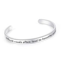 SAM & LORI Inspirational Cuff Bracelet Bangle Keep Going Motivational Mantra Quote Stainless Steel Engraved Best Friend Sister Gift for Women (Difficult roads often lead to beautiful destinations)