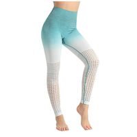 Pangxiannv Women's High Waist Seamless Hollowing Out Compression Leggings Gym Yoga Pants Tummy Control Workout Leggings Green