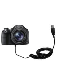Gomadic Unique Coiled USB Charge and Data Sync Cable Compatible with Sony DSC-H400 - Charging and HotSync Functions with one Cable. Built with TipExchange