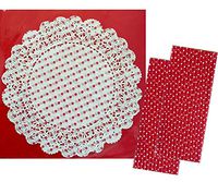 Talking Tables Polka Dot Doilies -9.5 Inches 20 Pack and Outside the Box Papers Polka Dot Paper Straws 50 Pack Red, White