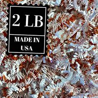 Crinkle Cut Paper Shred Filler for Packing and Filling Gift Baskets, Natural Craft Bedding in Brown Kraft Red Pink White Green Yellow Blue and White (2 LB, White and Rose Gold)