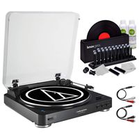 Audio-Technica AT-LP60 Fully Automatic Belt Drive Turntable Black with Knox Gear Vinyl Record Cleaner Kit