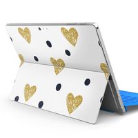 igsticker Ultra Thin Premium Protective Back Stickers Skins Universal Tablet Decal Cover for Microsoft Surface Pro 4/ Pro 2017/ Pro 6(2018) 010570 Heart　Polka dot　White