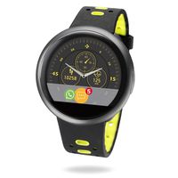 MyKronoz ZeRound2 HR Premium Smartwatch with Heart Rate Monitoring and Smart Notifications, Swiss Design, iOS and Android - Brushed Black / Black and Yellow Silicone Band