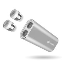 Rowkin Bit Charge Stereo: True Wireless Earbuds w/Charging Case. Bluetooth Headphones Smallest Cordless Hands-Free Mini Earphones Headset w/Mic & Noise Reduction for Android & iPhone (Silver)