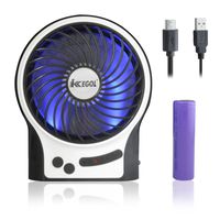 iKKEGOL Mini Portable Wireless Rechargeable Super Strong Wind Desk Fan W/Rechargeable Battery - 3 Mode Wind Speed Adjustable (Black)