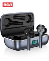 Wireless Earbuds, RCA Bluetooth 5.0 Headphones with 28 Hours Playtime, IPX6 Waterproof Bluetooth Earbuds, Mic, One Step Pairing, Single/Twin Mode, Wireless Earphones for Workout/Travel
