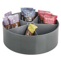 mDesign Deep Lazy Susan Turntable Storage Food Bin Container - Divided Spinning Organizer - 5 Sections - for Kitchen Cabinets, Pantry, Refrigerator, Countertops - BPA Free - Charcoal Gray