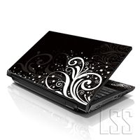 LSS Laptop 17-17.3" Skin Cover with Colorful Black and White Floral Pattern for HP Dell Lenovo Apple Asus Acer Compaq - Fits 16.5" 17" 17.3" 18.4" 19" (2 Wrist Pads Free)