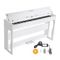 LAGRIMA LG-802 88-Key Beginner Digital Piano with Full-Size Weighted Keys | Muti-functional Piano with 3 Pedals and Bluetooth | Multi-tone Selection - White