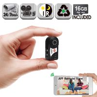 Toughsty Mini WiFi Camera Pocket Handheld Video Recorder Support iOS Android APP Remote View and IR Night Vision 16GB Micro SD Card Built-in