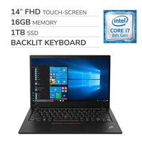 Lenovo ThinkPad X1 Carbon Gen 7 2019 14" FHD Touch-Screen Laptop Notebook Computer, Intel Core i7-8565U 1.80 GHz, 16GB RAM,1TB SSD, Backlit Keyboard, No DVD, Wi-Fi, Bluetooth, Webcam,HDMI, Windows 10