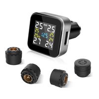 Tymate TPMS Wireless Tire Pressure Monitoring System with 4pcs External Sensors (0-6.0 BAR/0-87 PSI) and 2.1A USB Charging Port, Real-time Displays 4 Tires' Pressure, Temperature and Alarm Function