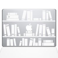 The Decal Guru 1649-MAC-13A-W Bookshelf Library Decal Vinyl Sticker, White, 13" MacBook Air