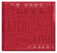 MCS MBI 13.5x12.5 Inch Embossed Gloss Expressions Scrapbook Album with 12x12 Inch Pages, Red, Embossed "Live, Laugh, Love" (848115)